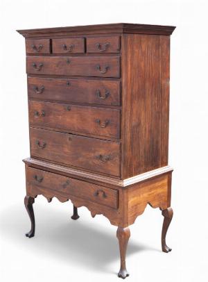 <br><b>Lot 82</b><br>18th C American High Boy, Spanish Feet
